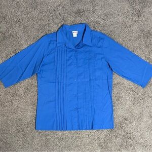 Vintage American Sweetheart Blue Button Up Top 3/4 Sleeve Women’s Size PL